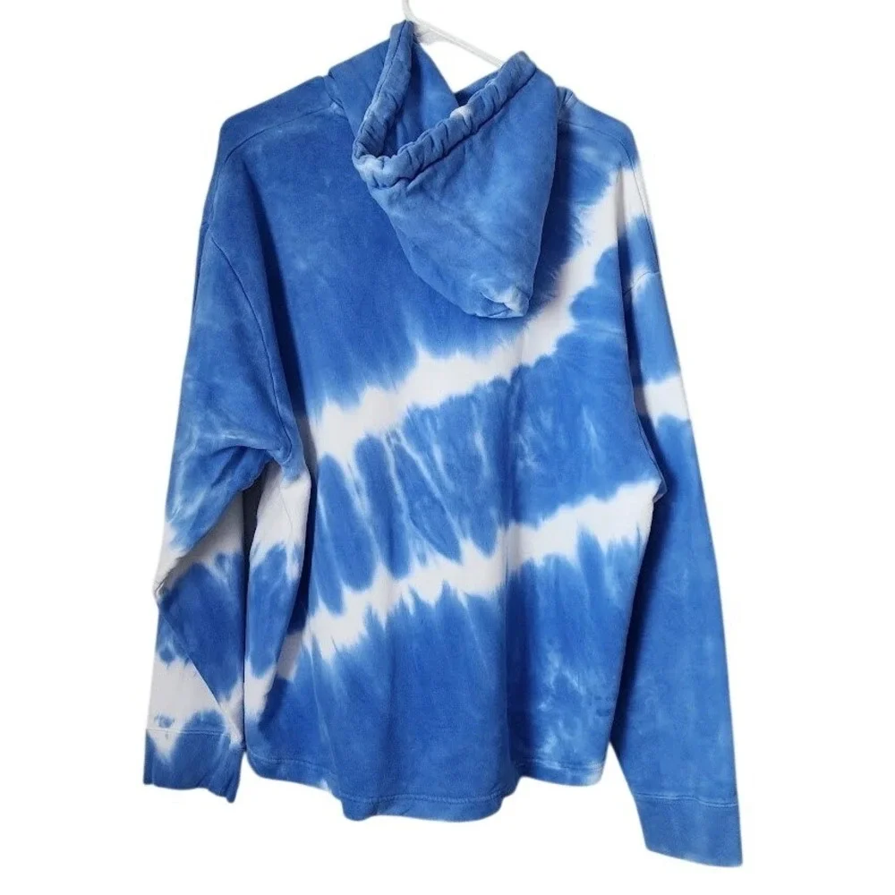 TORY BURCH SPORT blue tie dye French Terry hoodie athleisure size M